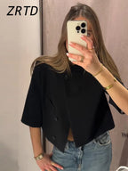 Asymmetric Cropped Stand Collar Blazer
