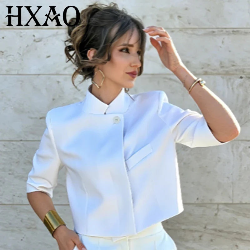 Cropped Stand Collar Jacket