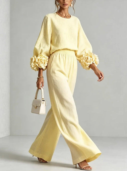 Floral Cuff Trouser Set