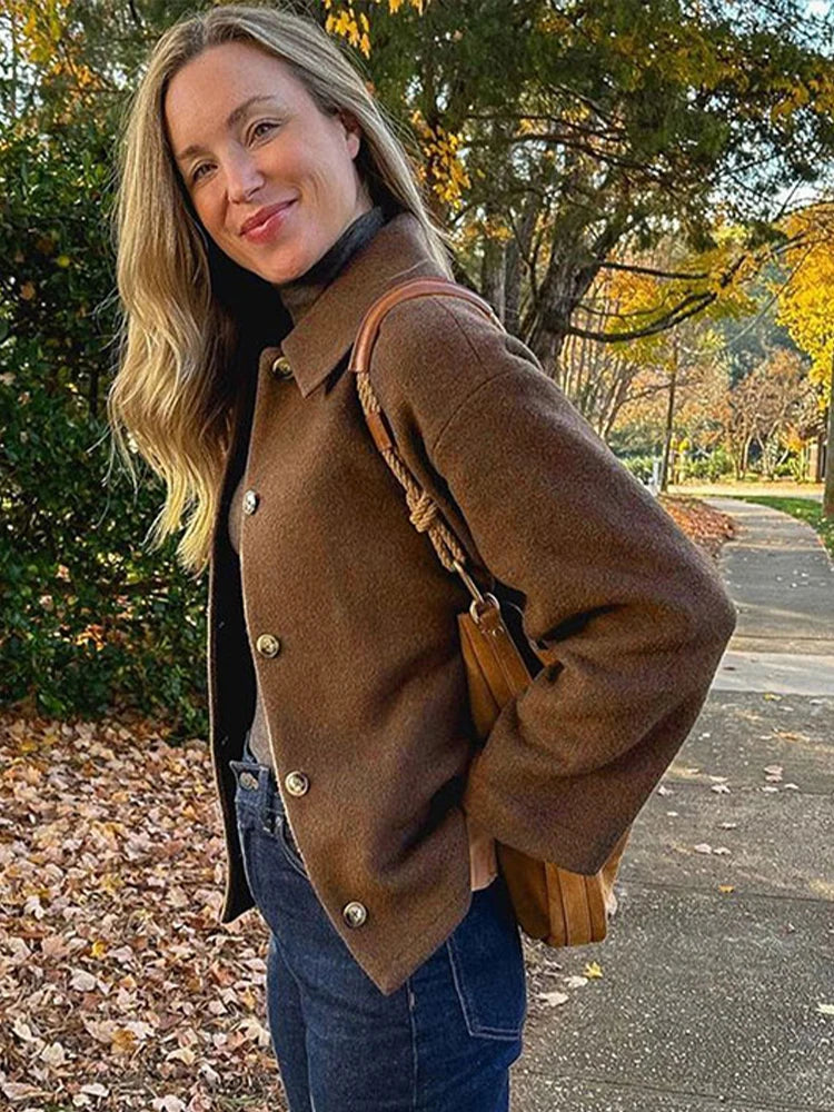 Brown Button-Front Jacket