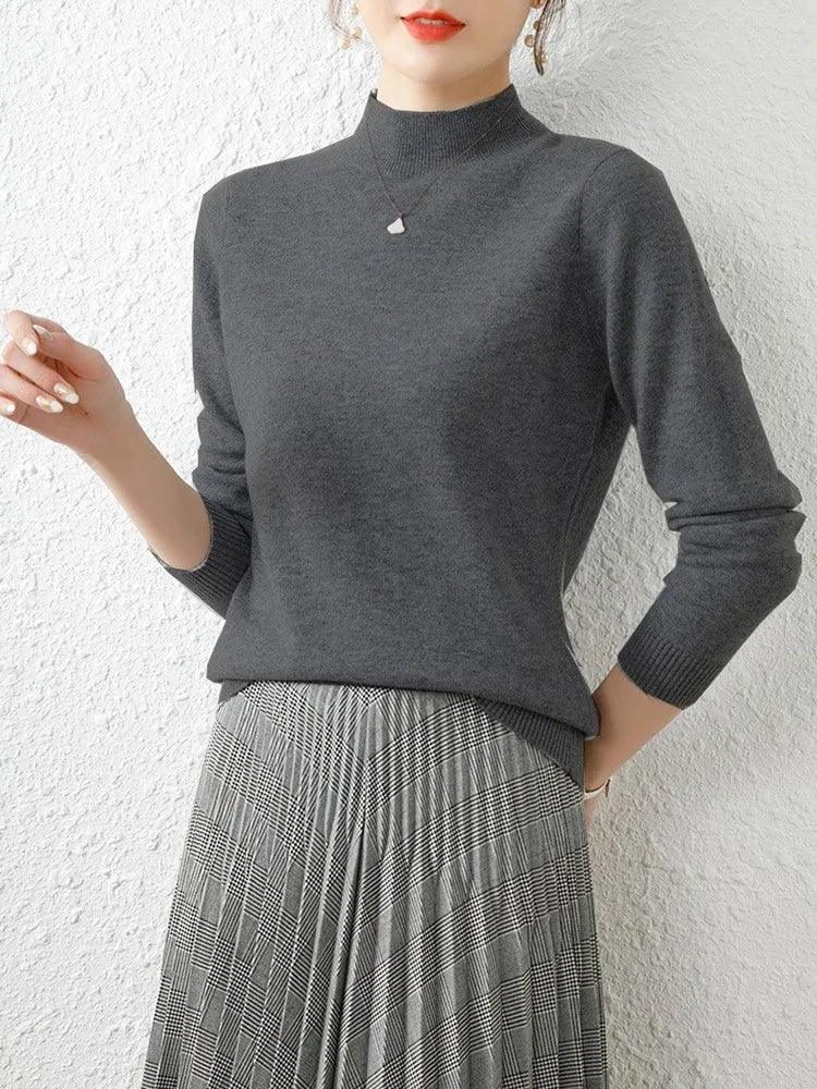 Mock Neck Knit Pullover Sweater