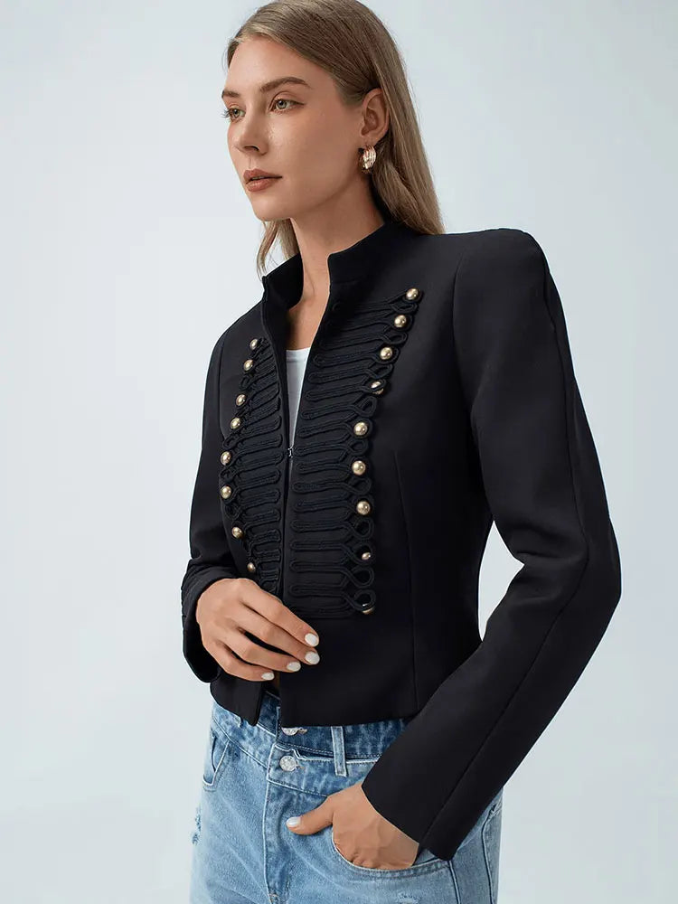 Braided Button Cropped Jacket