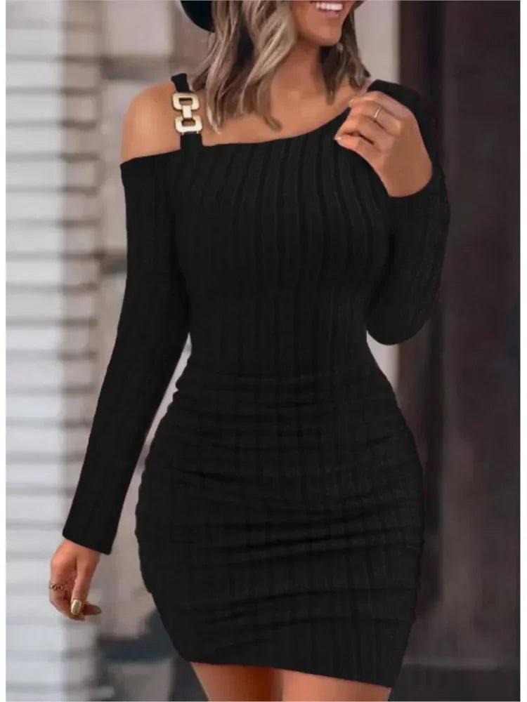 Asymmetric Off Shoulder Mini Dress