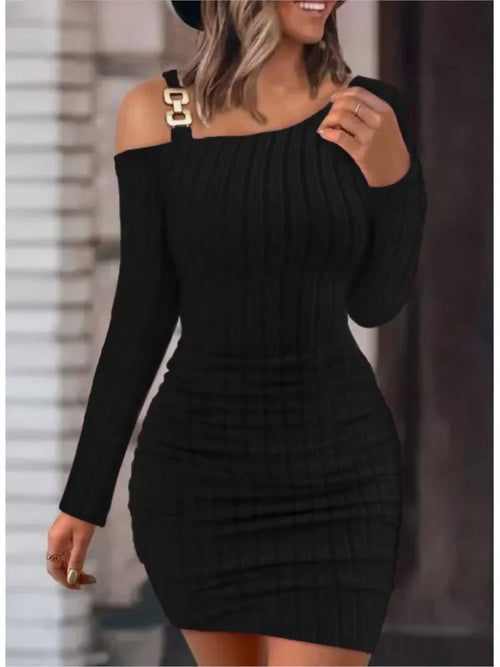 Asymmetric Off Shoulder Mini Dress