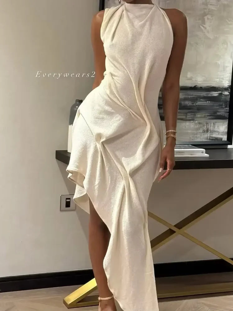 Draped Halter Maxi Dress