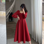 Sweetheart Puff Sleeve Midi Dress