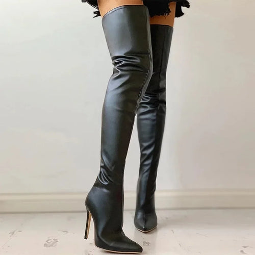 Glossy Over-The-Knee Stiletto Boots