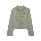 Cropped Military-Inspired Button Jacket