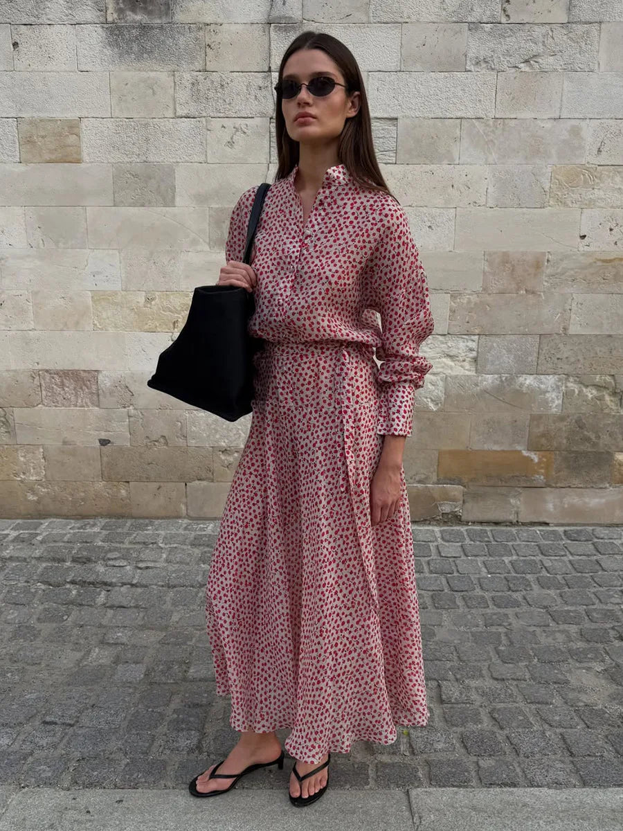 Floral Tie Waist Shirt Dress