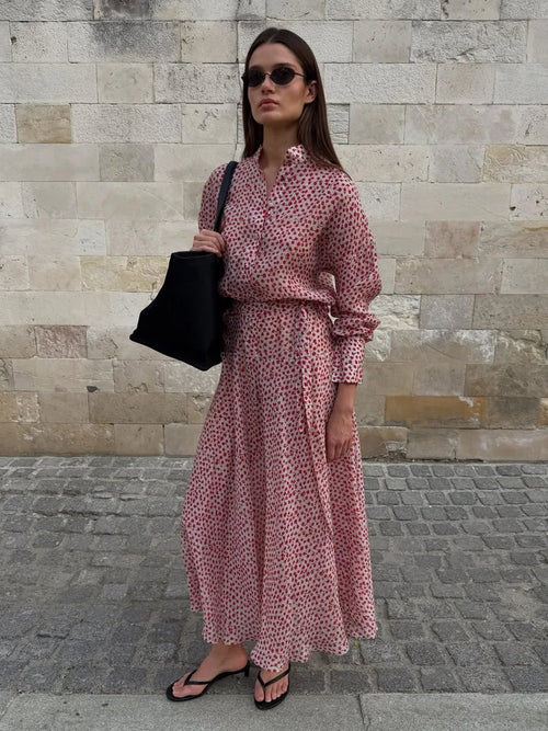 Floral Tie Waist Shirt Dress