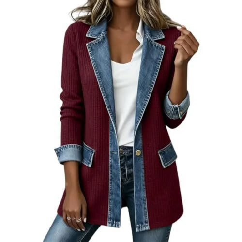 Contrast Trim Longline Blazer
