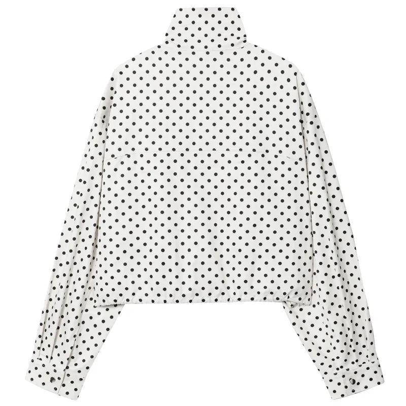 Polka Dot Cropped Zip Jacket