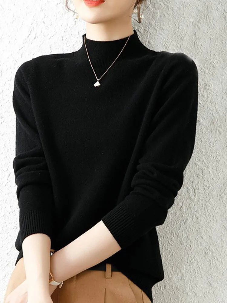 Mock Neck Knit Pullover Sweater