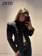 Cropped Military Stand Collar Jacket