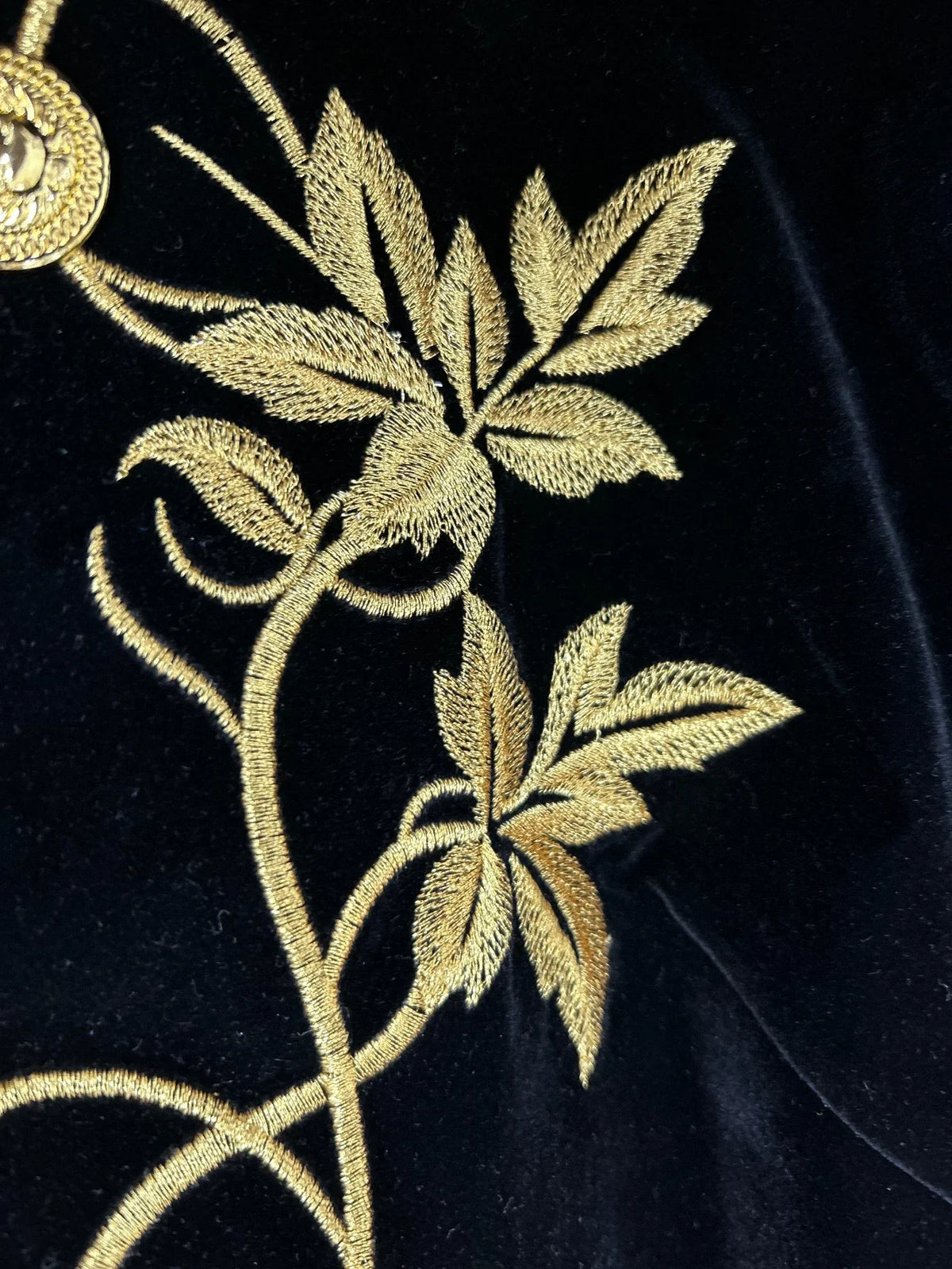 Black Velvet Jacket With Gold Embroidery