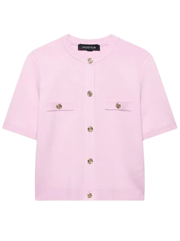 Short Sleeve Button Cardigan