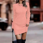 Ribbed Knit Mini Sweater Dress