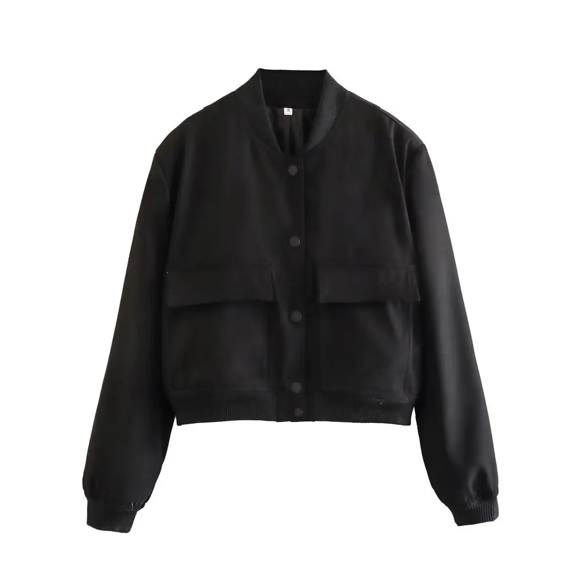 Cropped Ribbed Collar Bomber Jacket