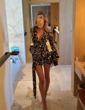 Zebra Print Wrap Mini Dress