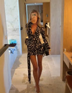 Zebra Print Wrap Mini Dress