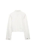 Cropped Denim Jacket with Metallic Buttons