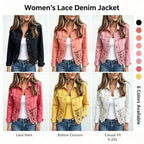 Lace Panel Denim-Look Jacket