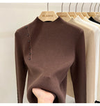 Ribbed Shoulder Button Turtleneck Sweater