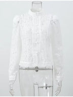 Floral Lace High Collar Blouse