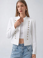 Braided Button Cropped Jacket