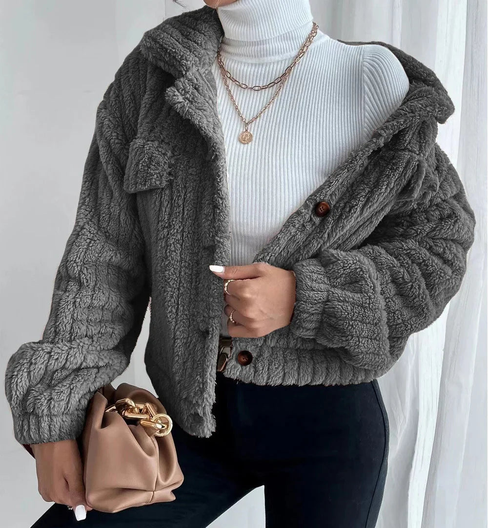 Textured Plush Lapel Jacket