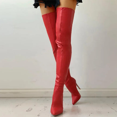 Glossy Over-The-Knee Stiletto Boots