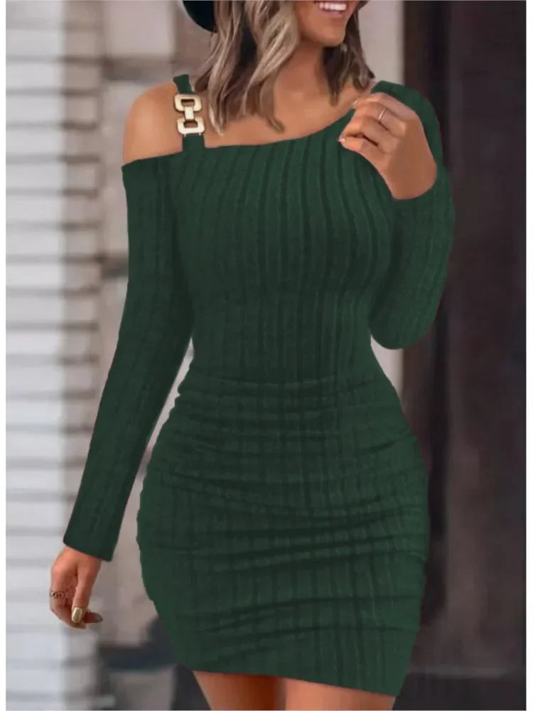 Asymmetric Off Shoulder Mini Dress