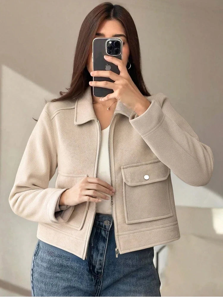 Cropped Utility Zip Jacket