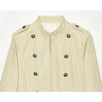 Chevron Stripe Stand Collar Jacket
