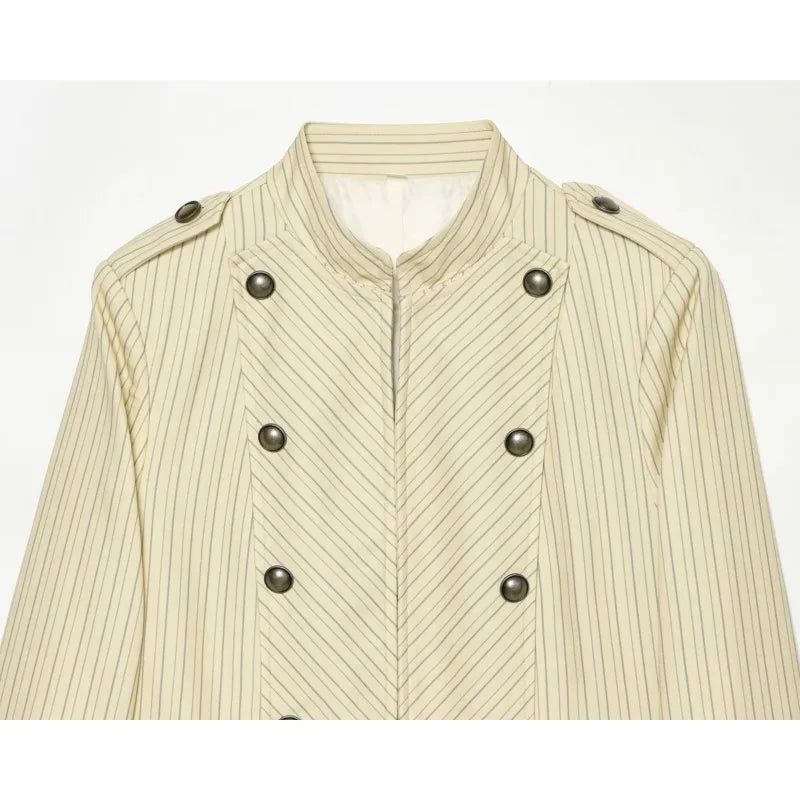 Chevron Stripe Stand Collar Jacket