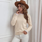 Cream Lace Trim Layered Knit Sweater