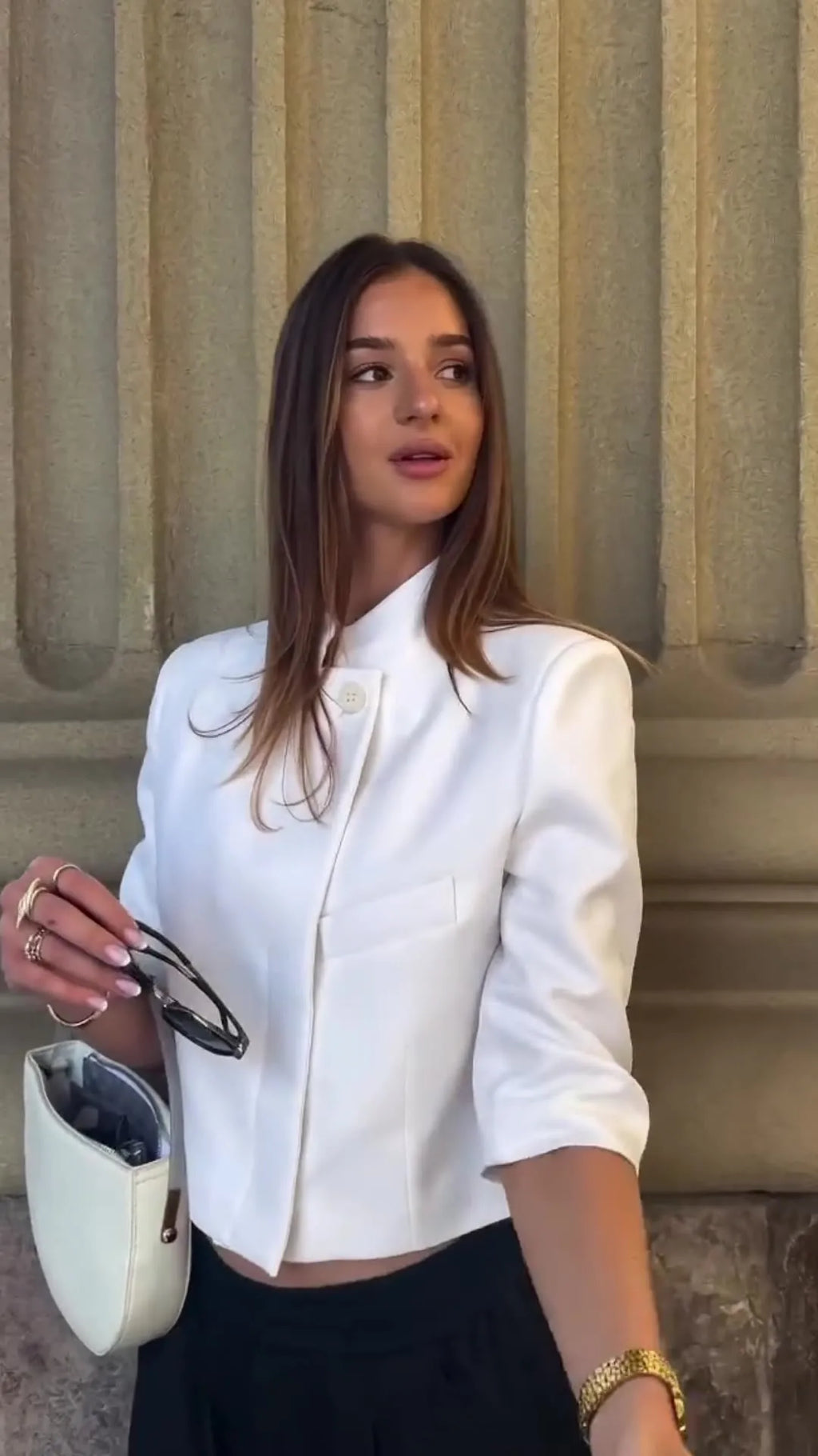 Cropped Stand Collar Jacket