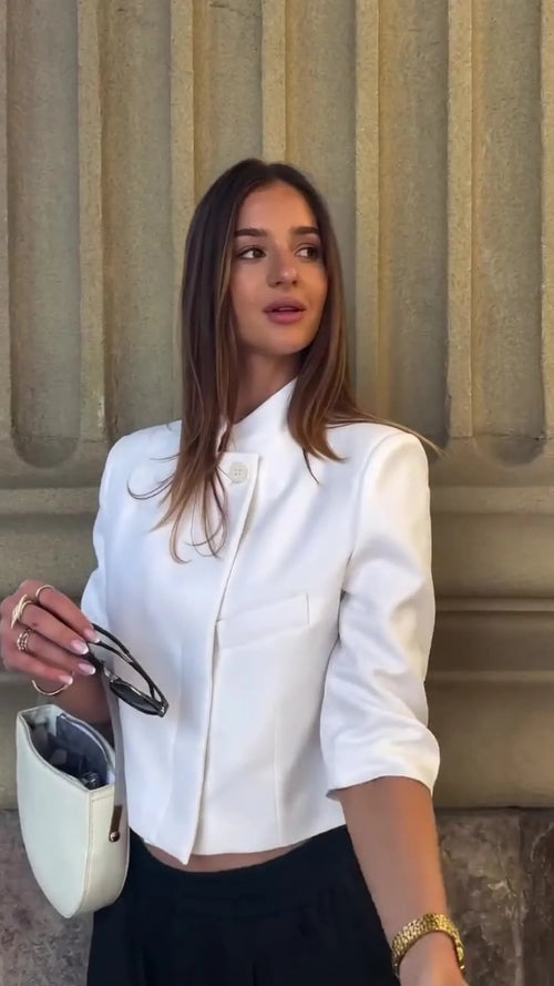 Cropped Stand Collar Jacket