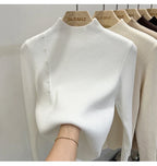 Ribbed Shoulder Button Turtleneck Sweater