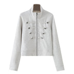 Cropped Military Zip Jacket