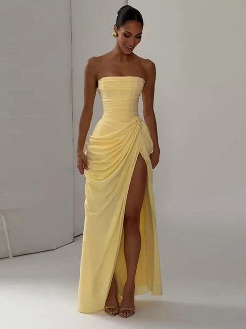 Ruched Evening Maxi Dress