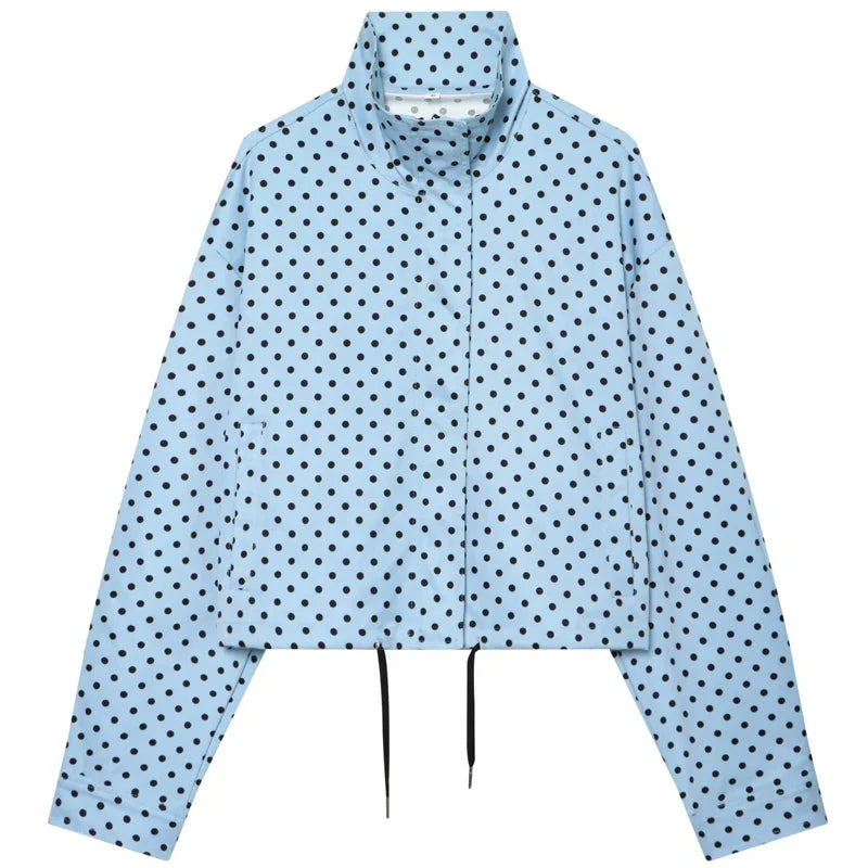 Polka Dot Cropped Zip Jacket