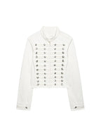 Cropped Denim Jacket with Metallic Buttons