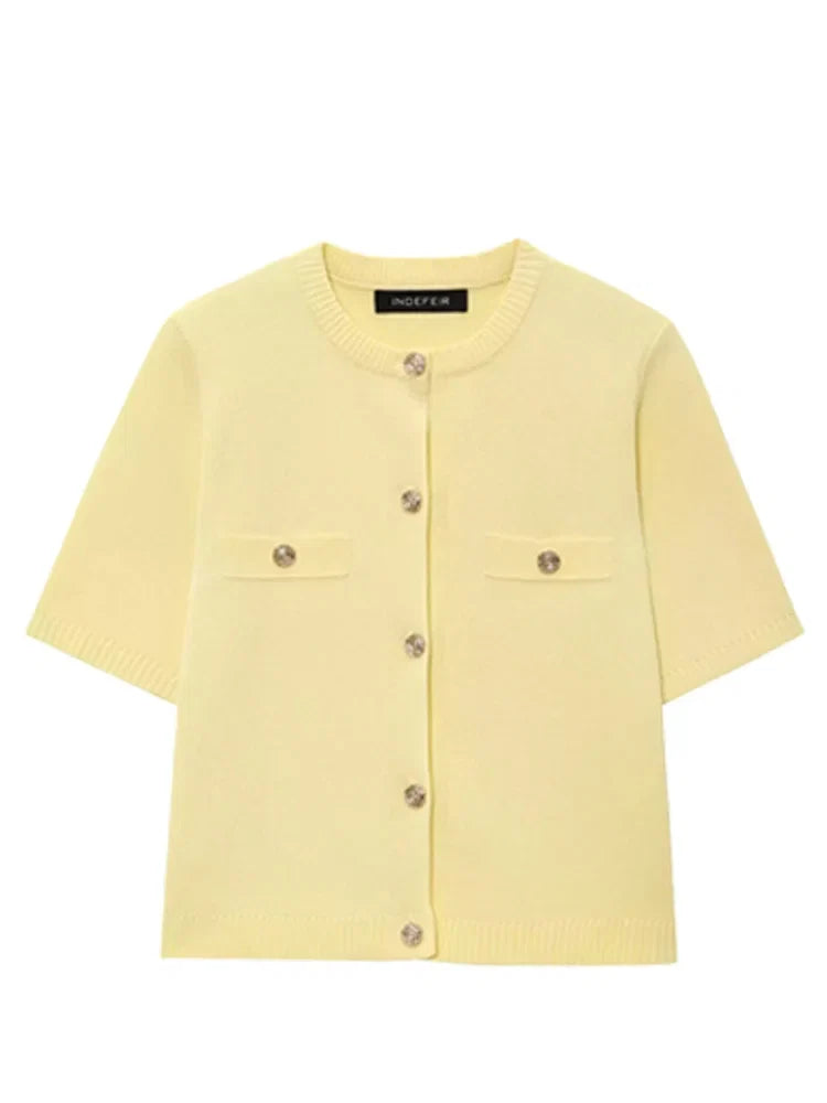 Short Sleeve Button Cardigan