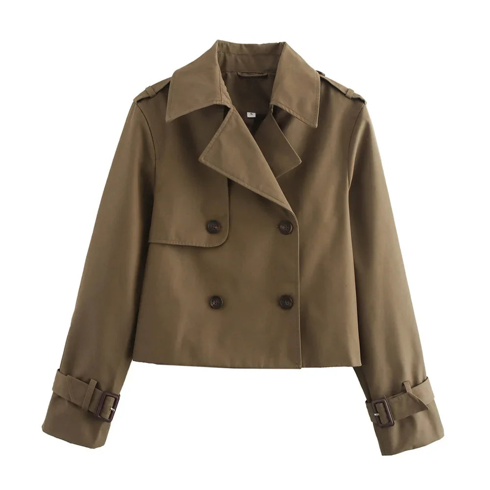Cropped Double-Breasted Trench Jacket