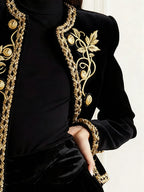 Black Velvet Jacket With Gold Embroidery