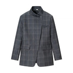 Stand Collar Plaid Blazer Jacket