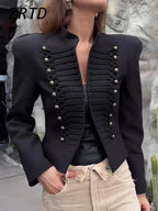Cropped Military Stand Collar Jacket