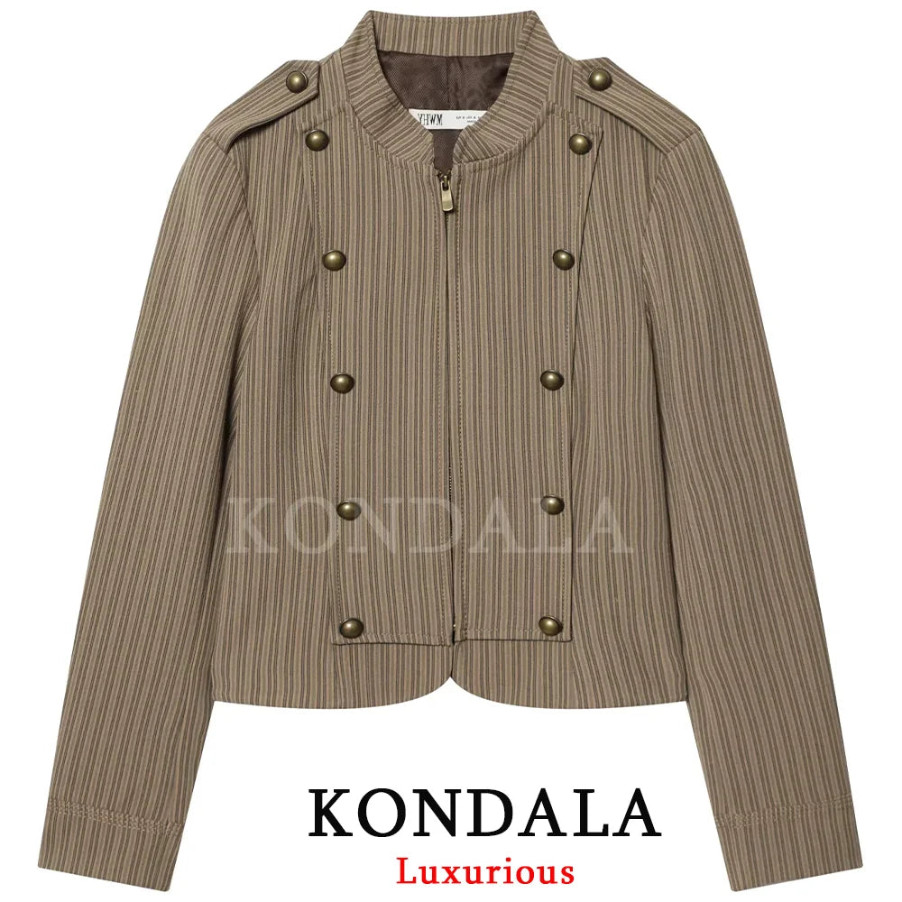 Striped Cropped Military Blazer