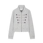Cropped Stand Collar Zip Jacket